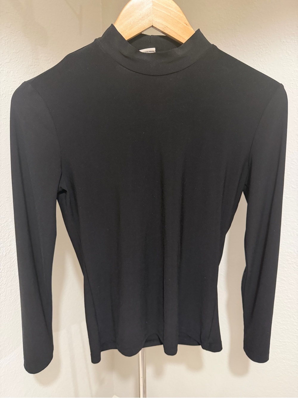 Essential Black Mock-Neck Long Sleeve Tee